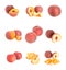 Set of peaches isolated