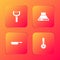 Set Peeler, Kitchen extractor fan, Frying pan and Pizza knife icon. Vector