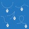 Set of Pen tool cursors and curve control points. Blueprint. Vector illustration