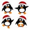 Set of penguin Santa