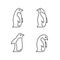 Set of Penguins line icons