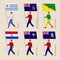 Set of people with flags of South America countries