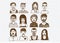 Set of people icons faces. women, men character
