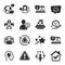 Set of People icons, such as Woman love, Employees talk, Women group symbols. Vector