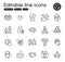 Set of People outline icons. Contains icons as Click hand, Like hand and Employees talk elements. For website. Vector