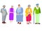 A set of people, pensioners, grandparents. Isolated on white background. In minimalist style. Cartoon flat raster