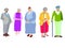 A set of people, pensioners, grandparents. Isolated on white background. In minimalist style. Cartoon flat Vector