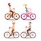 Set of people ride a bicycle