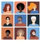 A set of people\\\'s faces: men, women, young and elderly of different races and nations