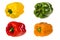 Set of peppers of different colors