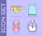 Set Perfume, Underwear, Sanitary napkin and Sleeveless T-shirt icon. Vector