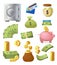 Set of personal money system elements vector illustration