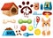 Set of pet shop icons. Accessories for dogs. Flat illustration. Feed, toys, balls, collar. Products for the pet shop. Vecto