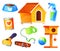 Set for pet shop, supermarket items, vector icons