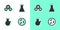 Set Petri dish with bacteria, Chemical formula for H2O, Test tube and flask and icon. Vector