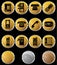 Set of Phone Buttons - gold round