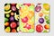 Set of phone case design. Abstract fruits and berries background.