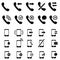Set of phone or smartphone icons, call illustration symbol, telephone logo, message sign.