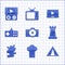 Set Photo camera, Chef hat, Tourist tent, Chess symbol, Piece of puzzle, Gamepad, Online play video and Portable game