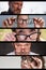 Set of photos of people men and women with glasses. Concept of having problems with eyes