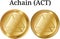 Set of physical golden coin Achain (ACT)