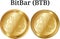 Set of physical golden coin BitBar BTB