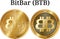 Set of physical golden coin BitBar BTB