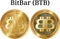 Set of physical golden coin BitBar BTB