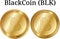 Set of physical golden coin BlackCoin BLK