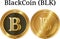 Set of physical golden coin BlackCoin (BLK)