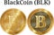 Set of physical golden coin BlackCoin BLK