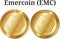 Set of physical golden coin Emercoin EMC