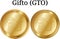 Set of physical golden coin Gifto GTO
