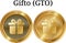 Set of physical golden coin Gifto GTO