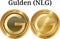 Set of physical golden coin Gulden NLG