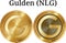 Set of physical golden coin Gulden NLG