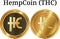 Set of physical golden coin HempCoin THC