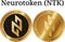 Set of physical golden coin Neurotoken NTK