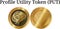 Set of physical golden coin Profile Utility Token PUT