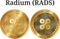 Set of physical golden coin Radium RADS