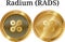 Set of physical golden coin Radium RADS