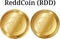 Set of physical golden coin ReddCoin RDD