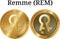 Set of physical golden coin Remme (REM)