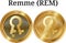 Set of physical golden coin Remme REM