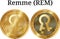 Set of physical golden coin Remme REM