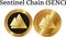 Set of physical golden coin Sentinel Chain SENC