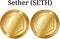 Set of physical golden coin Sether SETH