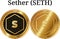 Set of physical golden coin Sether SETH