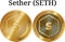 Set of physical golden coin Sether SETH