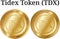 Set of physical golden coin Tidex Token TDX